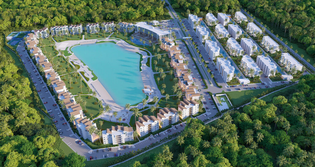 The Beach City Place aerial render